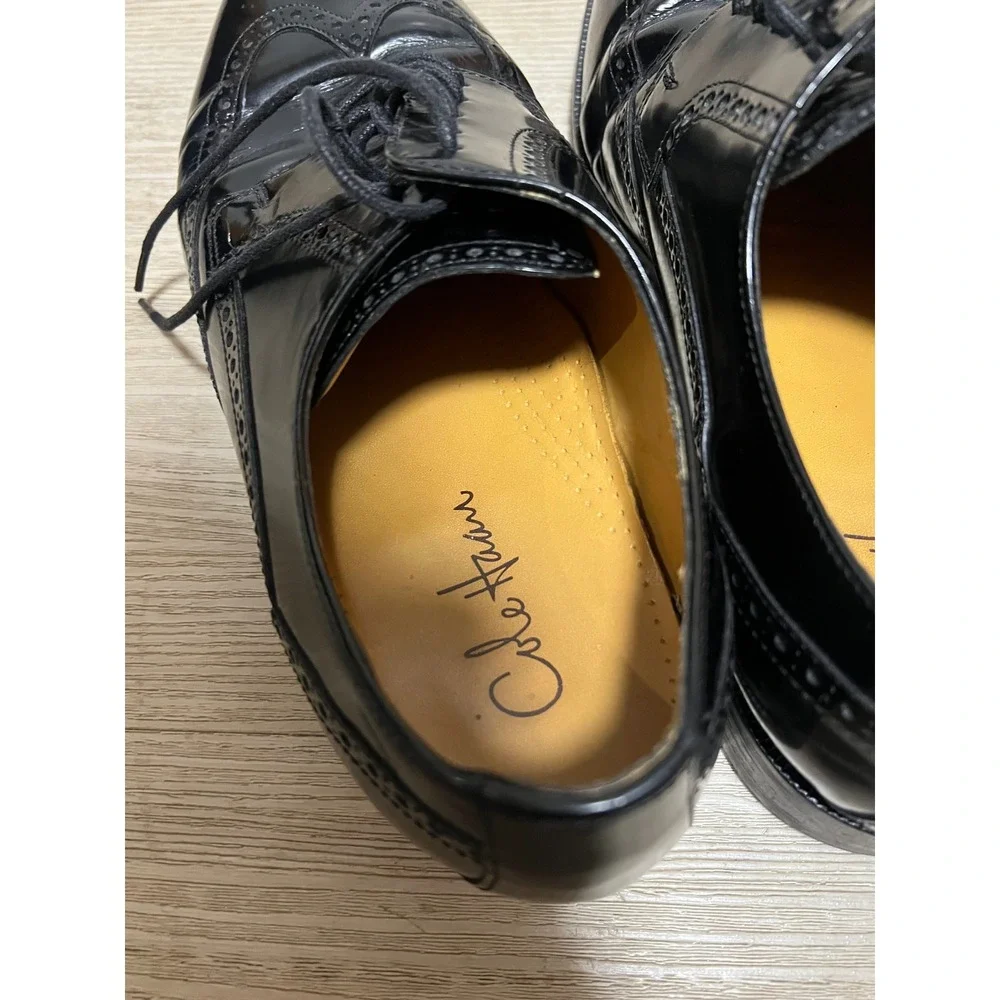 Cole Haan Mens Black‎ Patent Leather Wingtip Oxford Dress Shoes C07608 Size 13 M